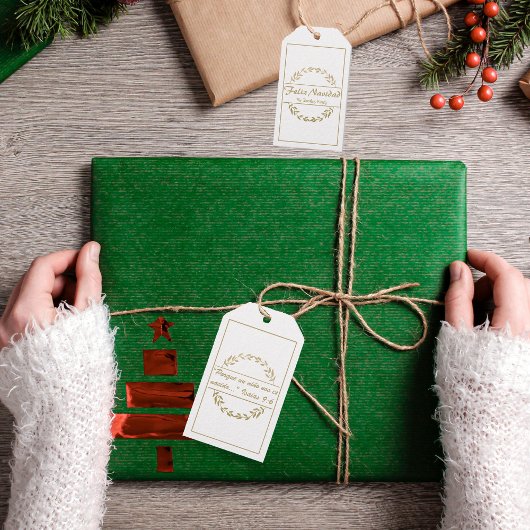 フェリズナビダードクリスマスゴールデンホワイトイザヤ9:6 ギフトタグ