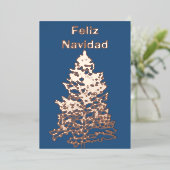 フェリズナビダードクリスマスツリーホリデイバラ金ゴールド 箔シーズンカード (立ち正面)