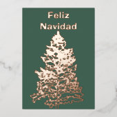 フェリズナビダードクリスマスツリーホリデイバラ金ゴールド 箔シーズンカード (正面)
