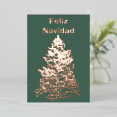 フェリズナビダードクリスマスツリーホリデイバラ金ゴールド 箔シーズンカード (立ち正面)