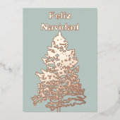 フェリズナビダードクリスマスツリーホリデイバラ金ゴールド 箔シーズンカード (正面)