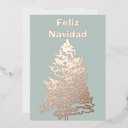 フェリズナビダードクリスマスツリーホリデイバラ金ゴールド 箔シーズンカード (封筒)