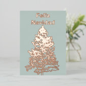 フェリズナビダードクリスマスツリーホリデイバラ金ゴールド 箔シーズンカード (立ち正面)