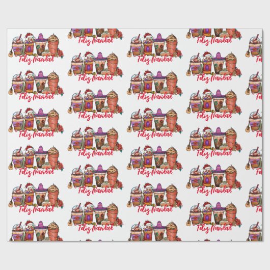 フェリズナビダードクリスマスメキシココーヒードリンク ラッピングペーパー (フラット)