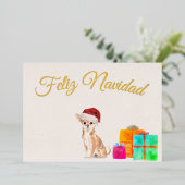 フェリズナビダードクリスマス金ゴールドチワフアドッグ 箔シーズンカード (立ち正面)