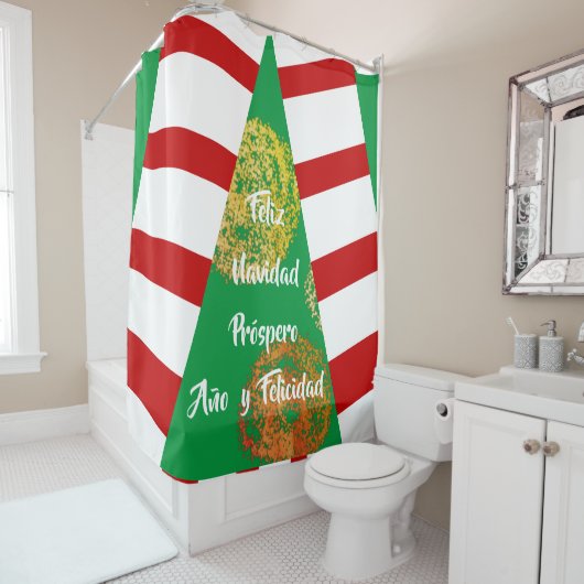 フェリズナビダードゴールデンスパークルスクリスマスツリー シャワーカーテン (インサイチュ)