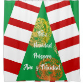 フェリズナビダードゴールデンスパークルスクリスマスツリー シャワーカーテン (正面)