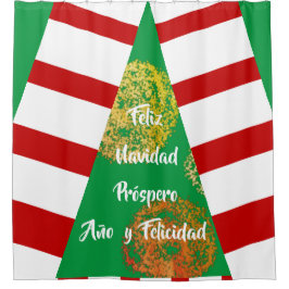 フェリズナビダードゴールデンスパークルスクリスマスツリー シャワーカーテン