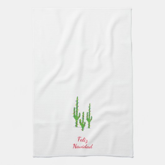 フェリズナビダードデザートサウスウエストクリスマスサボテン キッチンタオル (縦)