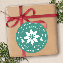 フェリズナビダードポインセチア・クリスマスステッカー ラウンドシール