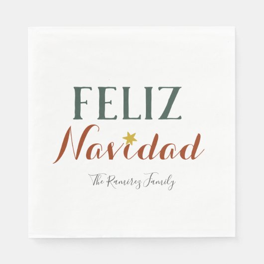 フェリズナビダードミニマルなクリスマススターの休日 スタンダードランチョンナプキン (正面)