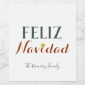 フェリズナビダードミニマルなクリスマススターの休日 ワインラベル (シングルラベル)