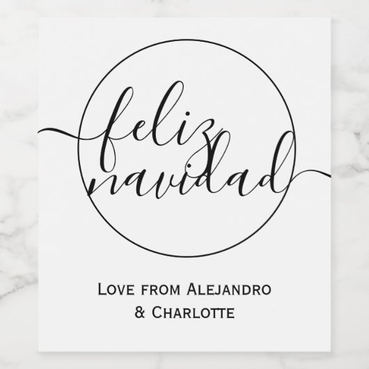 フェリズナビダードミニマルパーソナライズされたリストクリスマス ワインラベル (シングルラベル)