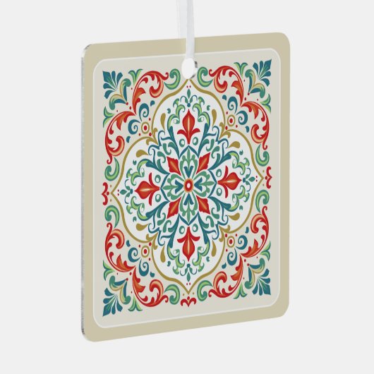 フェリズナビダードメキシカンタイル装飾クリスマス メタルオーナメント (正面右)