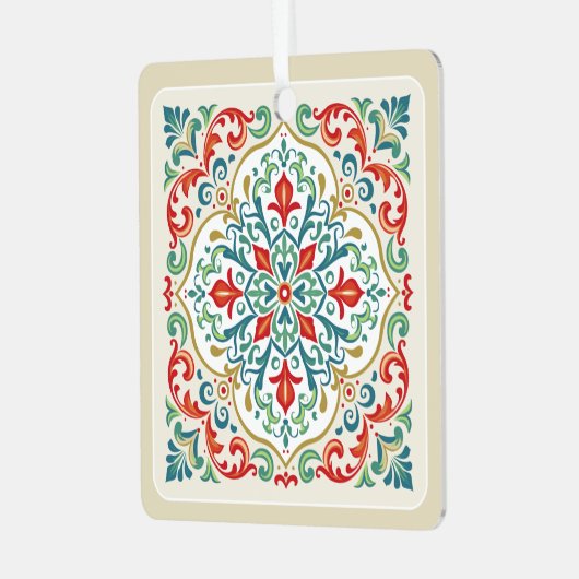 フェリズナビダードメキシカンタイル装飾クリスマス メタルオーナメント (正面左)