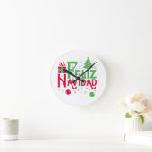 フェリズナビダードメリークリスマスハッピーユール(キリスト降誕祭) ラウンド壁時計 (ホーム)