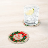 フェリズナビダードメリークリスマスリースボウのセット ペーパーコースター (インサイチュ)