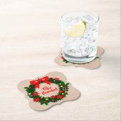 フェリズナビダードメリークリスマスリースボウのセット ペーパーコースター (インサイチュ)