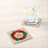 フェリズナビダードメリークリスマスリースボウのセット ペーパーコースター (インサイチュ)