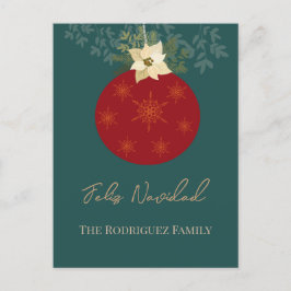 フェリズナビダードメリークリスマスレッドオーナメントホリデー シーズンポストカード