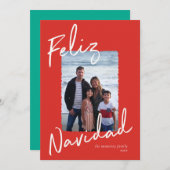 フェリズナビダードレッドグリーンホワイトホリデーカード シーズンカード (正面/裏面)