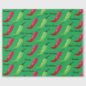 フェリズナビダードレッドチリ&グリーンクリスマスプレゼント ラッピングペーパー (フラット)