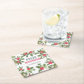 フェリズナビダードレッドホリーベリーのクリスマス スクエアペーパーコースター (インサイチュ)