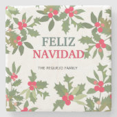 フェリズナビダードレッドホリーベリーのクリスマス ストーンコースター (正面)