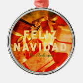 フェリズナビダードレッド金ゴールドモダングリーン メタルオーナメント (正面)