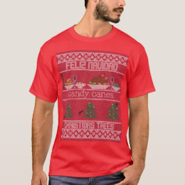 フェリズナビダード キャンディケインとクリスマスツリー Tシャツ