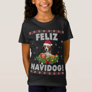 フェリズナビドッグビーグル犬の醜いセーターメリーサンタ Tシャツ