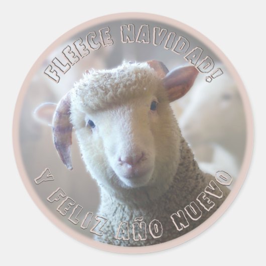 フェリズナヴィダピンクシープクリスマス封筒用シール ラウンドシール (正面)