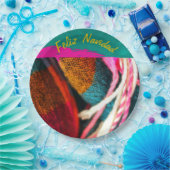 フェリズナヴィダファイエスタオンピンク&グリーンサラプ ペーパープレート (パーティー)