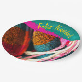 フェリズナヴィダファイエスタオンピンク&グリーンサラプ ペーパープレート (アングル)