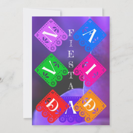 フェリズナヴィダフィエスタグリーンサボテンOn紫 招待状 (裏面)