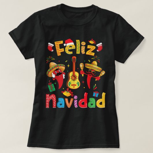 フェリズナヴィダメキシカンフィエスタホットペッパーGuitar Xma Tシャツ (デザイン正面)