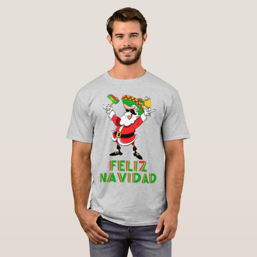フェリズナヴィダメキシコクリスマスサンタ Tシャツ (正面フル)