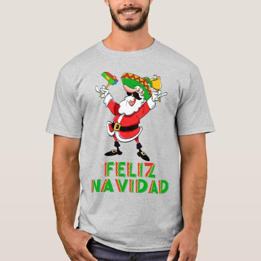 フェリズナヴィダメキシコクリスマスサンタ Tシャツ (正面)