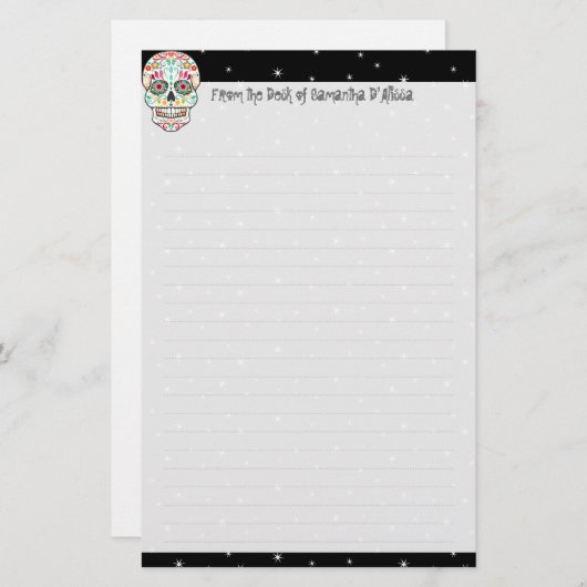 フェリズミュエルトス-カスタム砂糖スカル文房具 便箋 (正面/裏面)