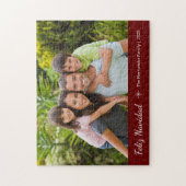 フェリズモダン・ナヴィダッド家族写真クリスマスレッド ジグソーパズル (縦)