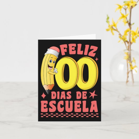 フェリズ100ディアスデエスクエラグルーヴィ100日 スペインの カード (黄色い花)