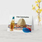 フェリズ·クンプレアーノス·ハッピーバースデースペインの カード (黄色い花)