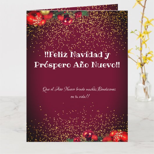 フェリズ・ナビダッドスペインのクリスマス挨拶 カード (黄色い花)