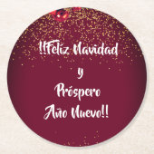 フェリズ・ナビダッドスペインのクリスマス挨拶 ラウンドペーパーコースター (正面)
