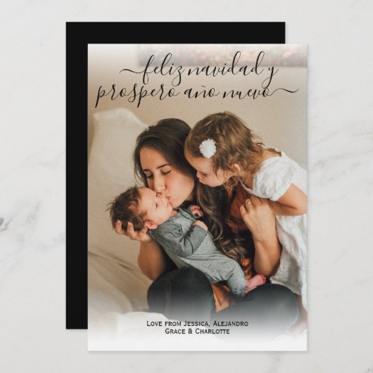 フェリズ・ナビダッドモダンクリスマスフォトカード 招待状 (正面/裏面)