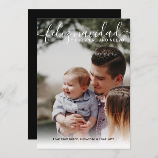 フェリズ・ナビダッドモダンクリスマス写真 招待状 (正面/裏面)