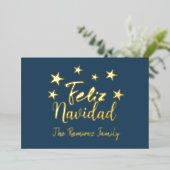 フェリズ・ナビダッドモダンクリスマス家族の挨拶 箔シーズンカード (立ち正面)