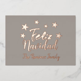 フェリズ・ナビダッドモダンクリスマス家族の挨拶 箔シーズンカード