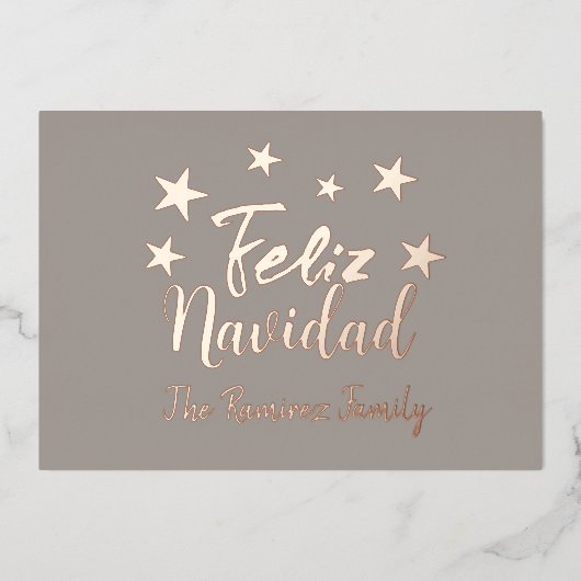 フェリズ・ナビダッドモダンクリスマス家族の挨拶 箔シーズンカード (正面)