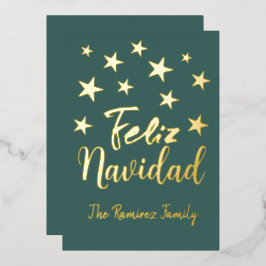 フェリズ・ナビダッドモダン金ゴールド・クリスマスファミリー 箔シーズンカード